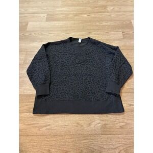 90 Degree by Reflex Womens Large Leopard Print Sweatshirt Black